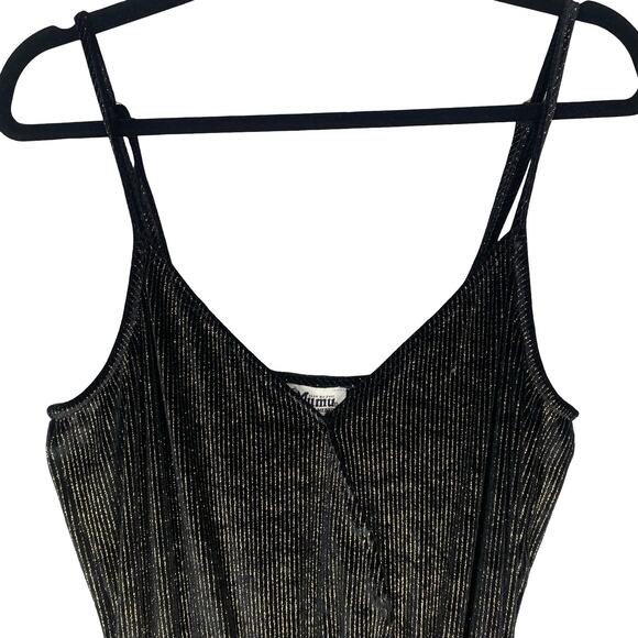 Show Me Your Mumu $194 Jagger Black Gold Velvet Metallic Wide Leg Jumpsuit SZ M - Picture 5 of 9